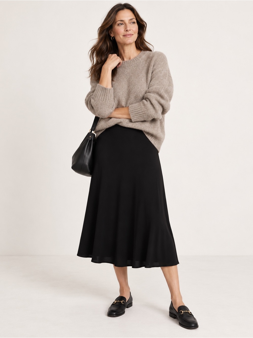 Banana Republic CREPE KNIT MIDI SKIRT Black Classic Minimalist size Small NWT